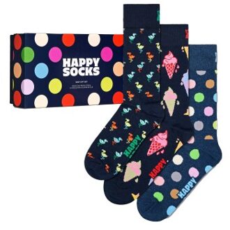 Happy Socks 3 stuks Navy Socks Gift Box * Actie * Versch.kleure/Patroon,Blauw - Maat 36/40,Maat 41/46