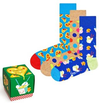 Happy Socks 3 stuks Pizza Love Sock Gift Box Versch.kleure/Patroon - Maat 36/40,Maat 41/46