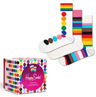 Happy Socks 3 stuks Pride Print Gift Box * Actie * Wit - Maat 36/40,Maat 41/46