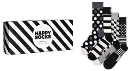 Happy Socks 4 stuks Black and White Gift Box * Actie * Versch.kleure/Patroon,Zwart - Maat 36/40,Maat 41/46
