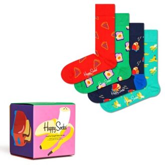 Happy Socks 4 stuks Food For Thought Socks Gift Box * Actie * Versch.kleure/Patroon,Rood,Groen - Maat 36/40