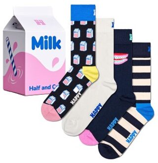 Happy Socks 4 stuks Milk Carton Box Socks * Actie * Versch.kleure/Patroon - Maat 36/40,Maat 41/46