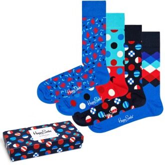 Happy Socks 4 stuks Navy Gift Box 650 * Actie * Versch.kleure/Patroon,Blauw - Maat 36/40,Maat 41/46