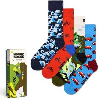 Happy Socks 4 stuks Out And About Socks Gift Set * Actie * Versch.kleure/Patroon - Maat 36/40,Maat 41/46