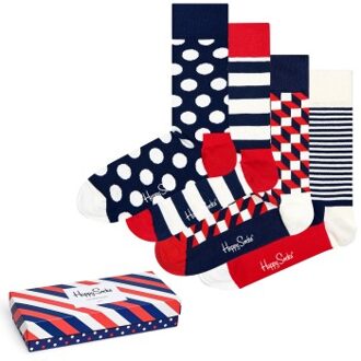 Happy Socks 4 stuks Stripe Socks Gift Box * Actie * Versch.kleure/Patroon,Rood,Blauw - Maat 36/40,Maat 41/46