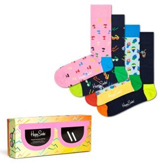 Happy Socks 4 stuks Tropical Day Socks Gift Box * Actie * Versch.kleure/Patroon,Blauw,Roze - Maat 36/40,Maat 41/46