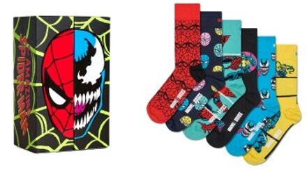 Happy Socks 6 stuks Marvel Spider Man and Venom Gift Set Versch.kleure/Patroon,Zwart - Maat 36/40,Maat 41/46