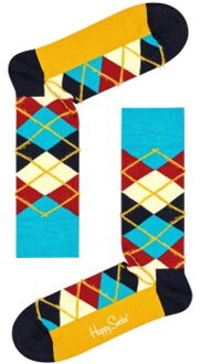 Happy Socks Argyle Crew Sock * Actie * Blauw,Bruin - Maat 36/40,Maat 41/46