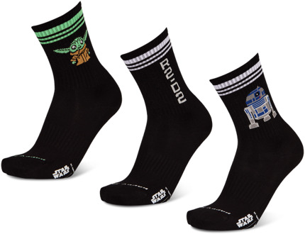 Happy Socks Crew 3 Pack Sokken Unisex - Zwart - Maat 41-46 - Katoen Black