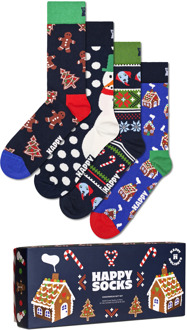 Happy Socks Dames heren sokken gingerbread giftbox kerstsokken 4-pack Print / Multi - 36-40