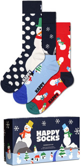 Happy Socks Dames heren sokken sneeuwpop giftbox kerstsokken 3-pack Print / Multi - 36-40