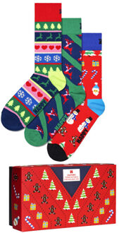 Happy Socks Dames heren sokken sweater giftbox kerstsokken 3-pack - maat 36-40 Veelkleurig