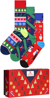 Happy Socks Dames heren sokken sweater giftbox kerstsokken 3-pack Print / Multi - 36-40