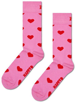 Happy Socks Dames sokken hartjes print valentijn giftbox 2-paar roze/zwart/lichtblauw - maat 36-40 Veelkleurig