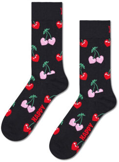 Happy Socks Dames sokken kers hartjes valentijn 2-pack zwart - maat 41-46 Veelkleurig