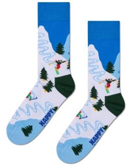 Happy Socks Downhill Skiing Sock * Actie * Blauw,Wit - Maat 36/40,Maat 41/46