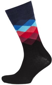 Happy Socks Faded Diamond Sock Versch.kleure/Patroon,Blauw,Geel,Grijs,Zwart - Maat 36/40