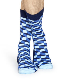 Happy Socks Filled Optic - Blauw/Donkerblauw - Unisex - Maat 41-46