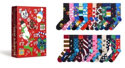Happy Socks Happy Sock Advent Calendar Socks Gift Set 24 stuks * Actie * Versch.kleure/Patroon - Maat 36/40,Maat 41/46