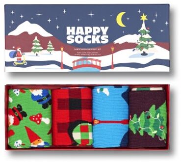 Happy Socks Happy Sock Santas Workshop Socks Gift Set 4 stuks * Actie * Versch.kleure/Patroon - Maat 36/40,Maat 41/46
