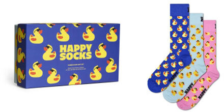 Happy Socks Heren sokken rubberen badeendjes print giftbox 3-pack blauw/lichtblauw/roze Veelkleurig - 41-46