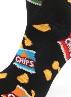 Happy Socks Sokken Chips Bag Zwart