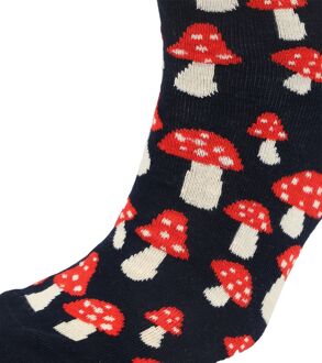 Happy Socks Sokken Mushroom Rood Zwart - 41-46