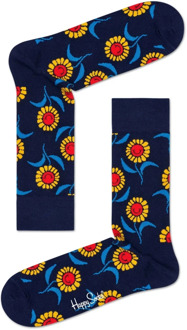 Happy Socks Sunflower - Donkerblauw multi - Unisex - Maat 41-46