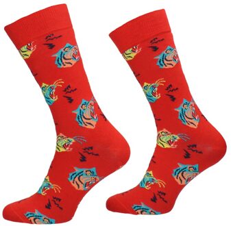 Happy Socks Tiger Sock Rood - 36-40