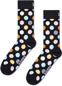 Happy Socks Unisex 2-pack klassieke Big Dot Crew-sokken - maat Veelkleurig