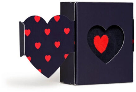 Happy Socks Unisex sokken hartjes print valentijn giftbox 1-paar donkerblauw Veelkleurig - 36-40