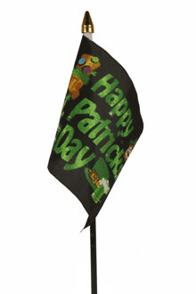 Happy St. Patricks Day mini vlaggetje op stok 10 x 15 cm