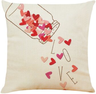 Happy Valentine Kussenslopen Linnen Sofa Kussenhoes Home Decor Kussensloop Voor Kantoor Sofa Auto Decoratieve Gooien Kussensloop