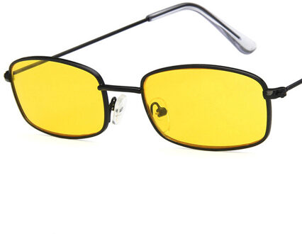 Haptron Kleine Rechthoek Zonnebril Mannen Vrouwen Retro Metalen Frame Geel Rood Vintage Tiny Vrouwelijke Zonnebril UV400 c1black geel