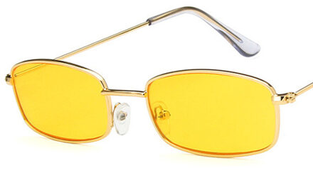 Haptron Kleine Rechthoek Zonnebril Mannen Vrouwen Retro Metalen Frame Geel Rood Vintage Tiny Vrouwelijke Zonnebril UV400 c2gold geel