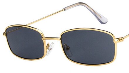 Haptron Kleine Rechthoek Zonnebril Mannen Vrouwen Retro Metalen Frame Geel Rood Vintage Tiny Vrouwelijke Zonnebril UV400 c4gold grijs