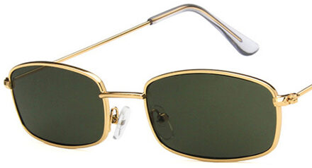 Haptron Kleine Rechthoek Zonnebril Mannen Vrouwen Retro Metalen Frame Geel Rood Vintage Tiny Vrouwelijke Zonnebril UV400 c5gold groen