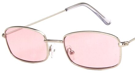 Haptron Kleine Rechthoek Zonnebril Mannen Vrouwen Retro Metalen Frame Geel Rood Vintage Tiny Vrouwelijke Zonnebril UV400 c6silver roze