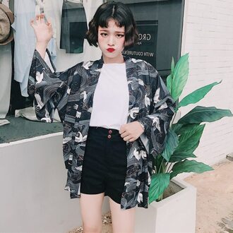 Harajuku Cartoon Print Kimono Zomer Vrouwen Vest Causale Vrouwelijke Blouse Shirt Losse Bovenkleding