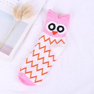 Harajuku Kawaii Sokken Vrouwen Katoen Cartoon Leuke Uil Dot Print Gelukkig Grappige Sokken Casual Midden Buis Herfst Winter Hip hop 4