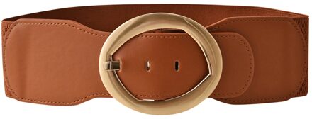 Harajuku Vrouwen Punk Ketting Riem Verstelbare Zwarte Dubbele/Enkele Oogje Grommet Metalen Gesp Leer Tailleband Voor Jeans bruin