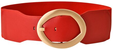 Harajuku Vrouwen Punk Ketting Riem Verstelbare Zwarte Dubbele/Enkele Oogje Grommet Metalen Gesp Leer Tailleband Voor Jeans rood