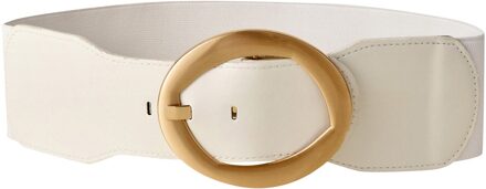 Harajuku Vrouwen Punk Ketting Riem Verstelbare Zwarte Dubbele/Enkele Oogje Grommet Metalen Gesp Leer Tailleband Voor Jeans wit