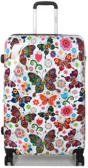 Hard Shell 4-wielige vlinderprint bagagetas kofferset voor 3 personen Veelkleurig
