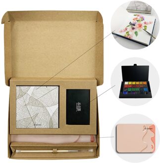 Hardcover Aquarel Schetsboeken, 3.9X3.9 ''Pocket Pads, Set Met Toning Papier En Verf Doos wit