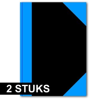 Hardcover Schrift - 2x stuks - lijntjes - A5 formaat - luxe - 192 blz - zwart -192 paginas met lijnt