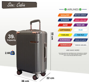 Harde koffer 55 x 36 x 22 cm PC koffer Bagage geschikt voor Easyjet, Ryanair Beige