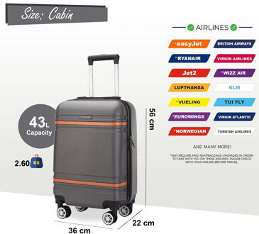 Harde koffer in houtskoolzwart, robuuste ABS lichtgewicht bagage, vakantietas - S