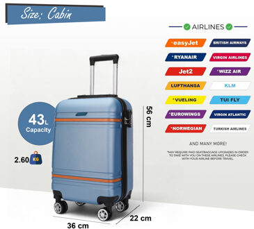 Harde koffer in marineblauw, robuust ABS, lichtgewicht bagage, vakantietas