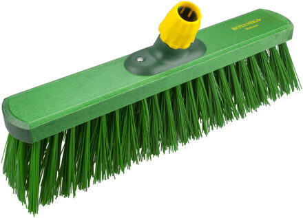 Harde straatbezem - robuust elaston - groen - 40 cm - Bezemkop met universele steelhouder